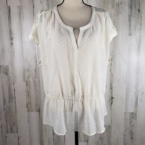 Daniel Rainn Swiss Dot Peplum Top